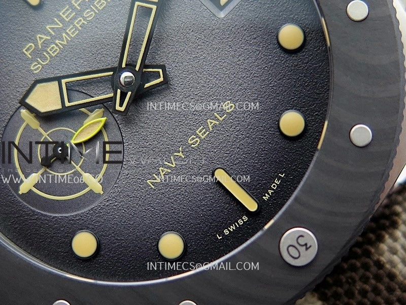 PAM1669 Carbotech 47mm VSF 1:1 Best Edition Ombre Black Dial Blue Markers On Camouflage Strap P.900 Clone